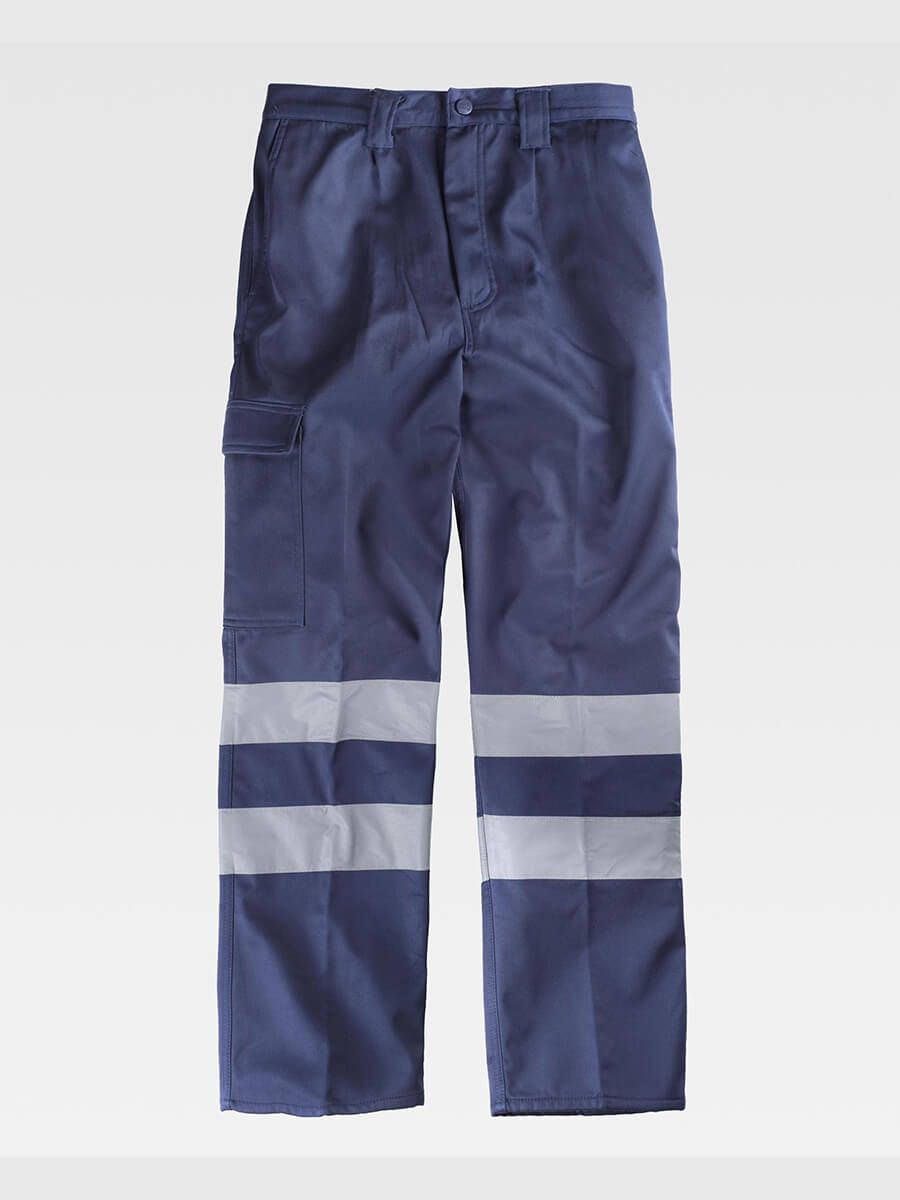 PANTALONE DA LAVORO MULTITASCHE INTERNO IN PILE BANDE RIFRANGENTI
