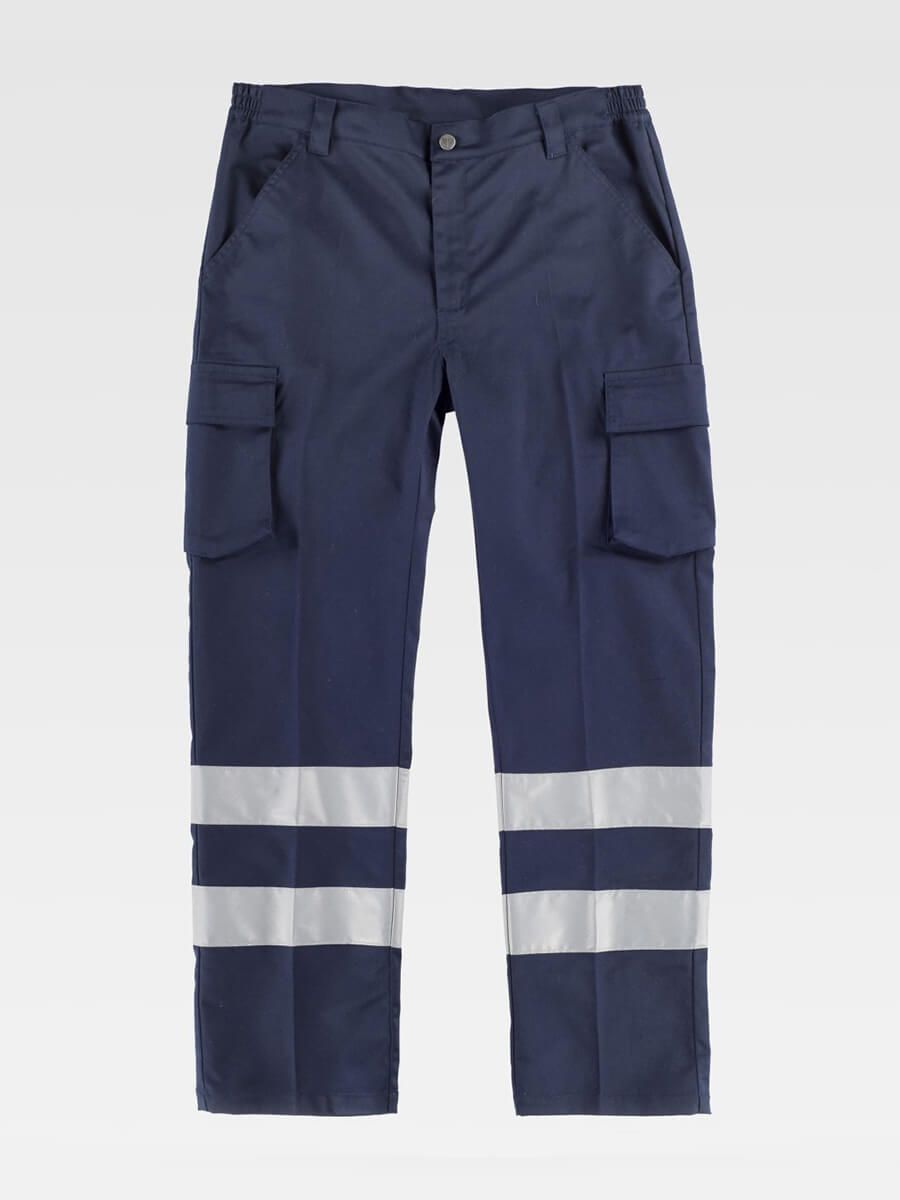 PANTALONE DA LAVORO MULTITASCHE BANDE RIFRANGENTI