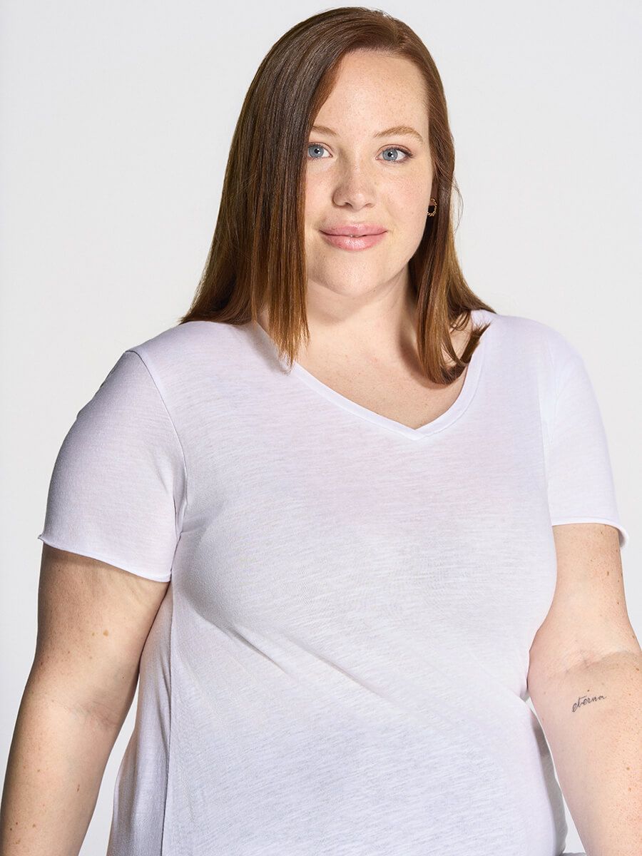 T-SHIRT DONNA MANICA CORTA COLLO A V CURVES