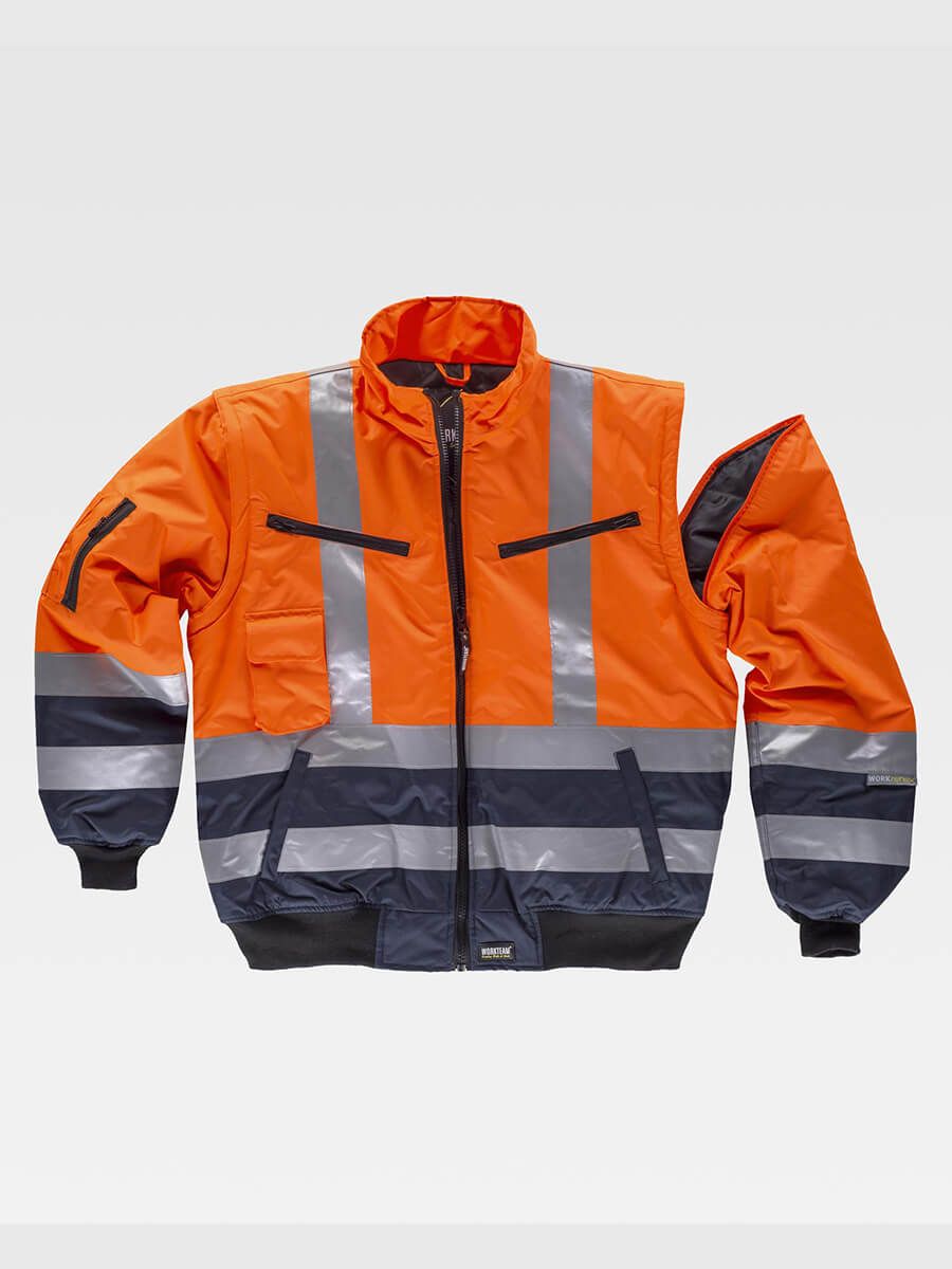 GIUBBOTTO MANICHE STACCABILI ALTA VISIBILITA CLASSE 2