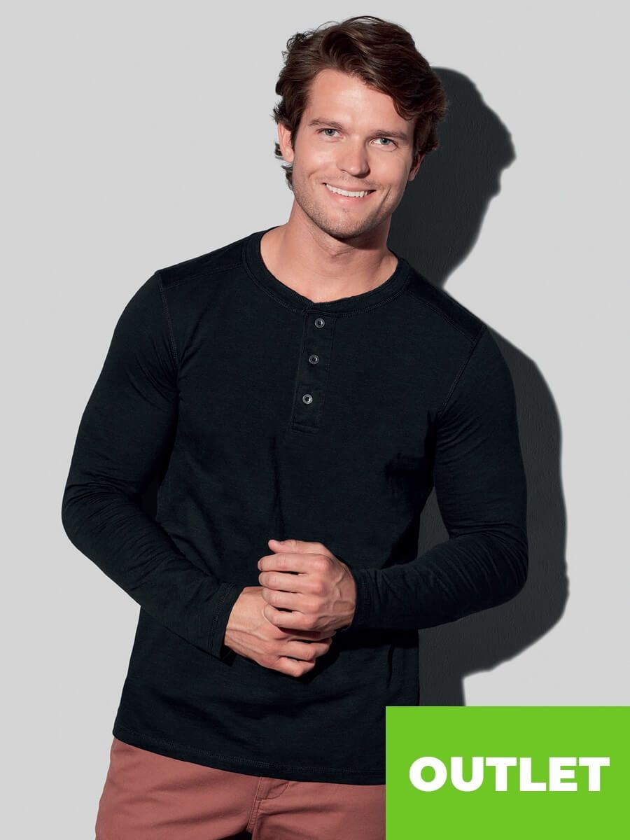 T-SHIRT UOMO MANICA LUNGA COLLO 3 BOTTONI