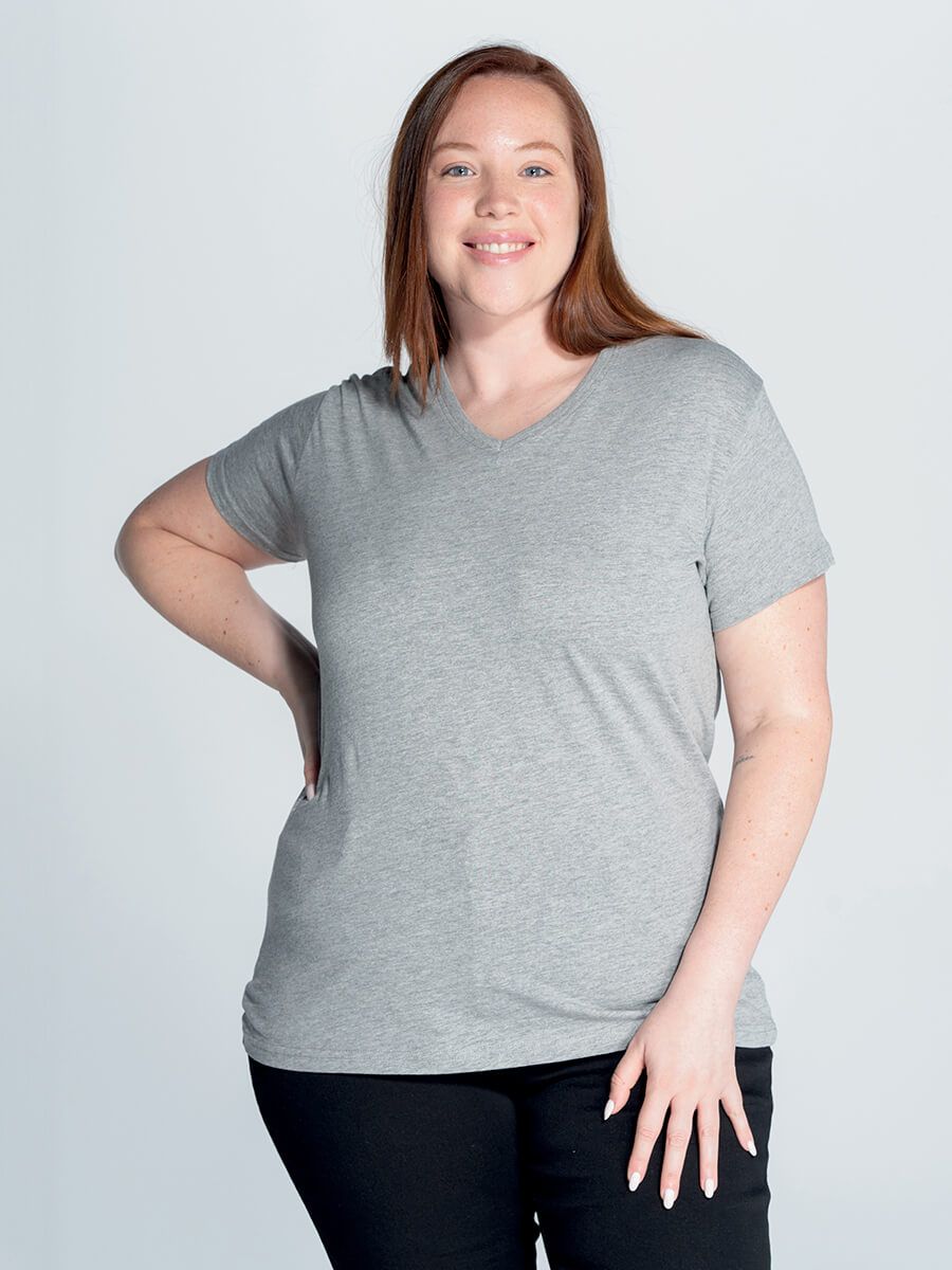 T-SHIRT DONNA MANICA CORTA COLLO A V CURVES