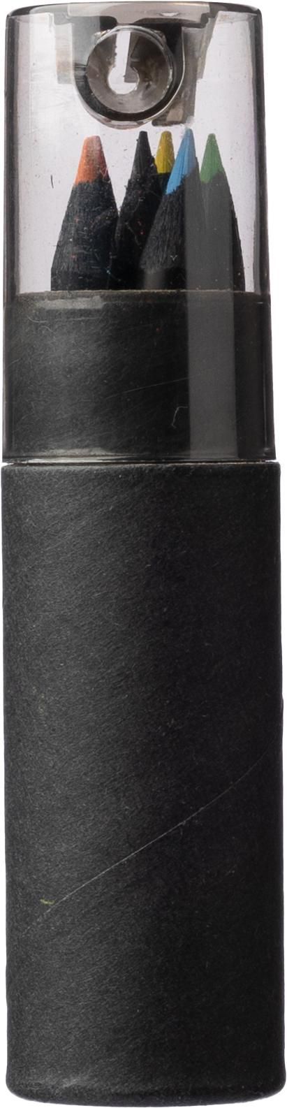 Set 6 matite colorate in legno con rifiniture in nero Beate