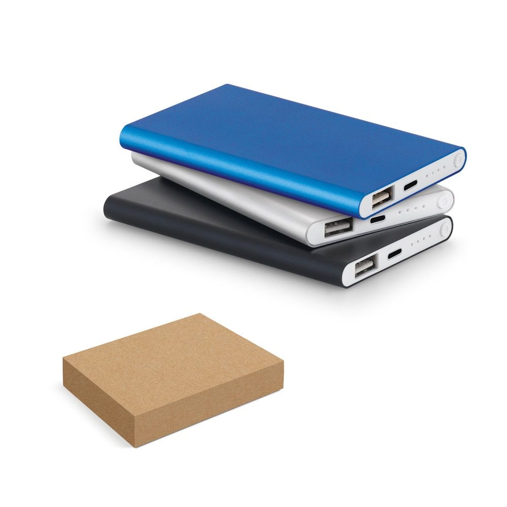 MARCET. Power bank slim da 4'000 mAh in alluminio riciclato (100% rAL) e ABS riciclato (100% rABS)