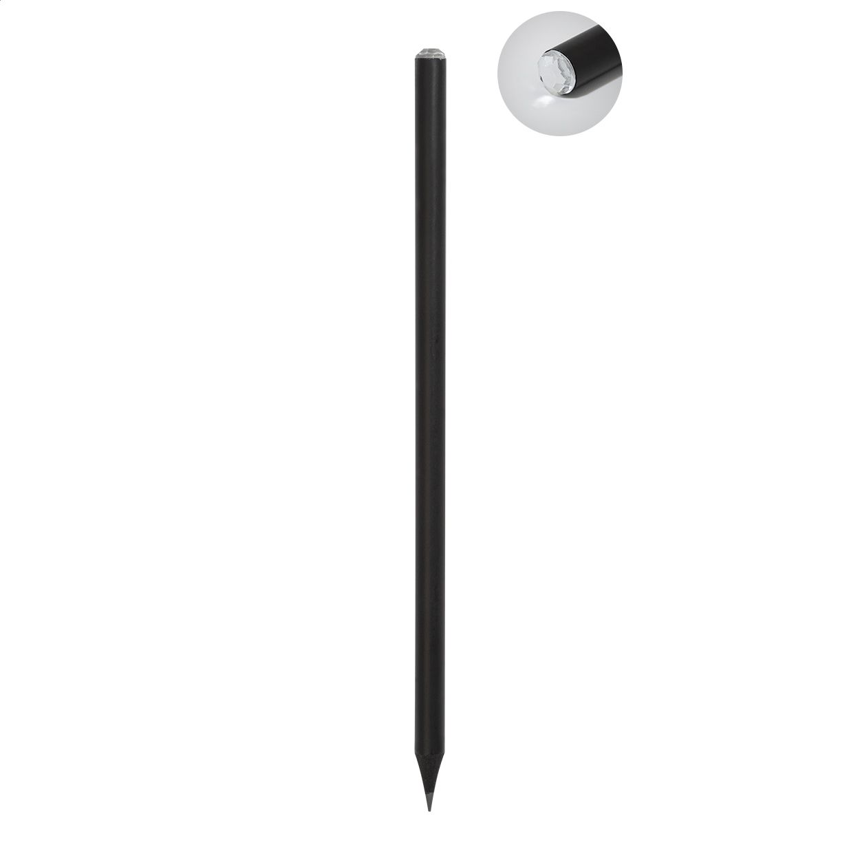 Mini Matita Nera con Strass e Decorazione Acrilica - HB Temperata - Design Luxury