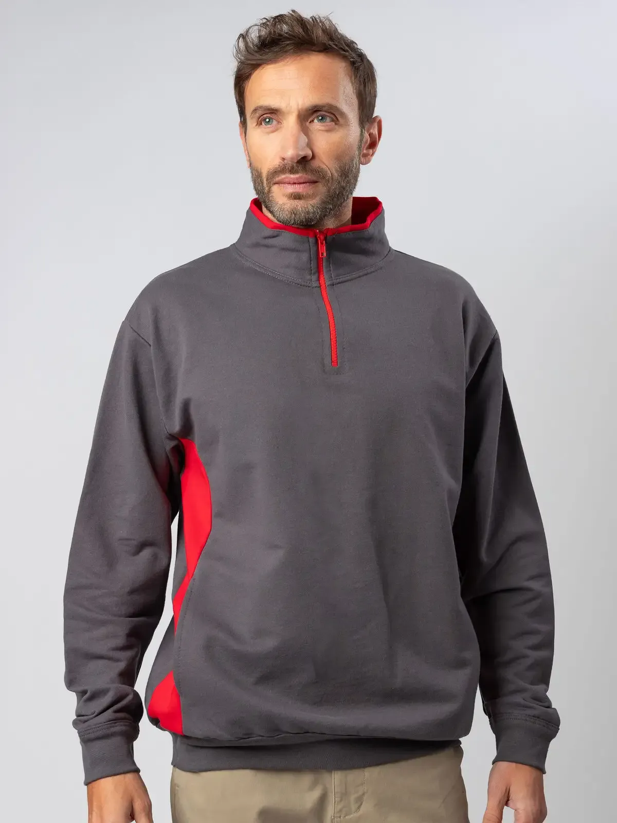 Felpa Egadi a mezza zip bicolore parte interna del collo - Colore Italiano - MI809