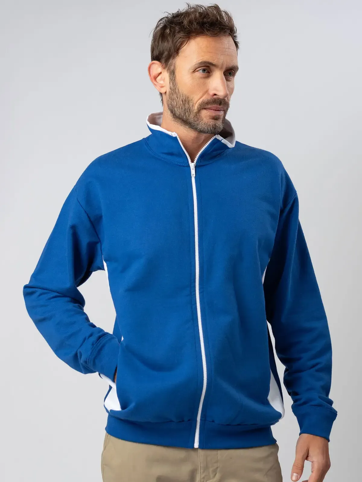 Felpa Lipari con zip intera bicolore - Colore Italiano - MI810