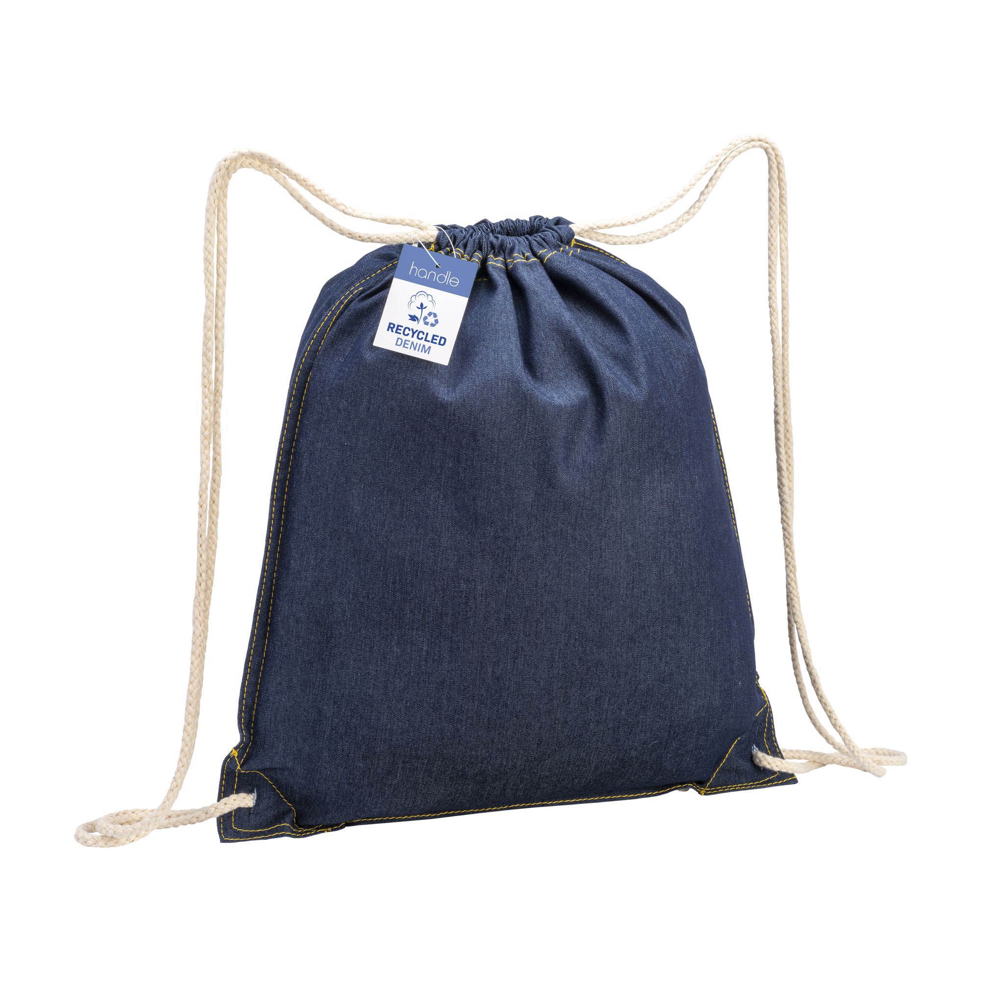 Zaino in cotone denim riciclato con chiusura a strozzo e angoli rinforzati - 24102