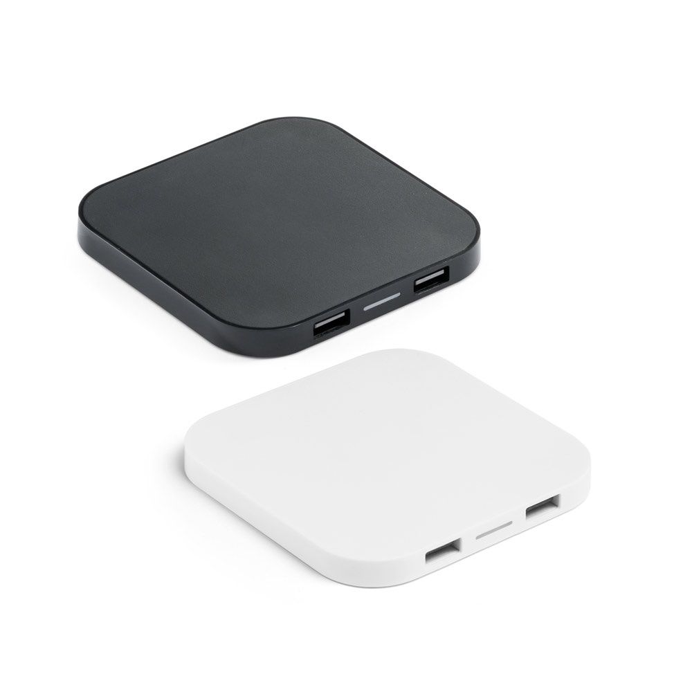 CAROLINE. Caricatore wireless superveloce da 15 W con HUB 2 porte USB-A in ABS riciclato (100% rABS) - 97903