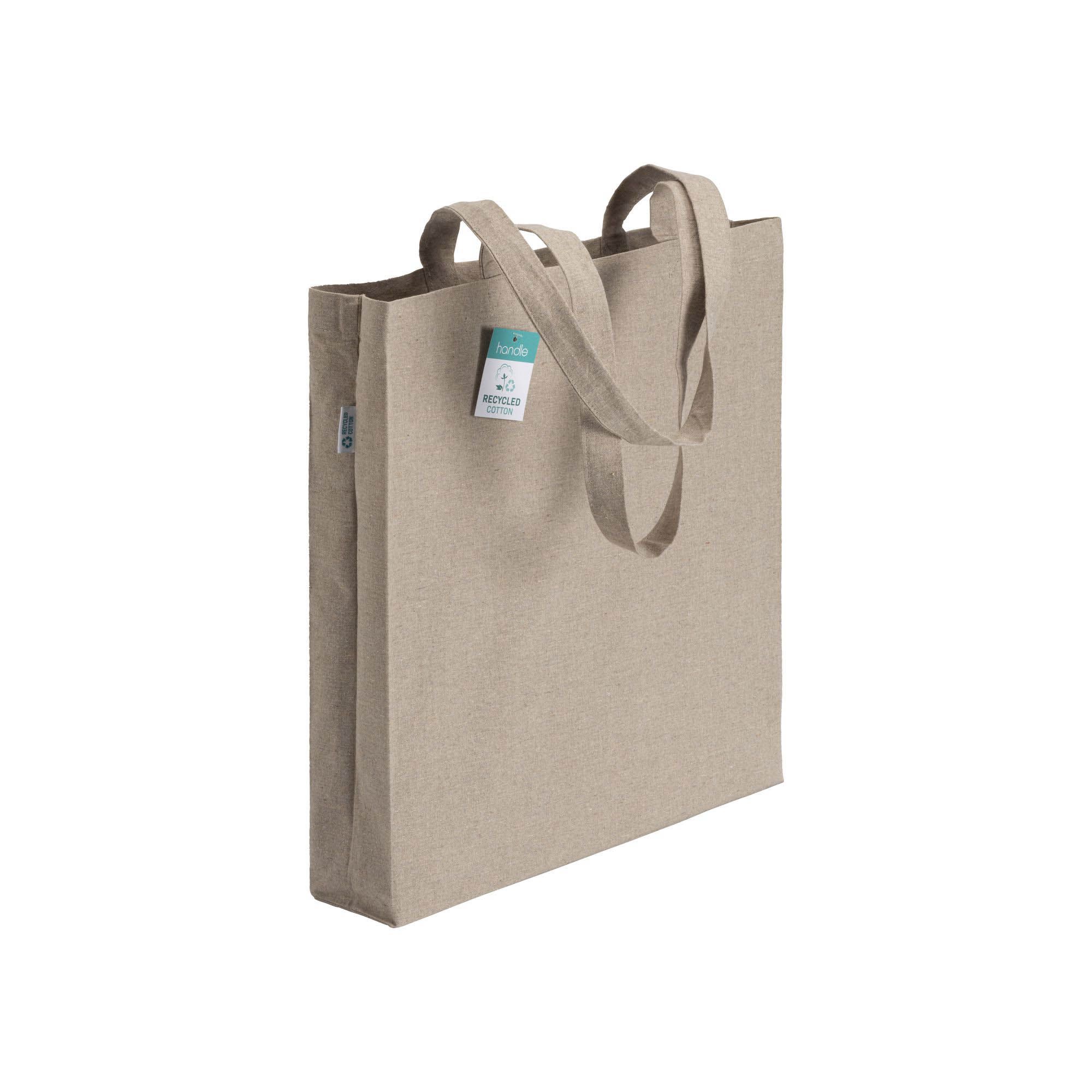 Shopper  in cotone riciclato 190 g/m2, manici lunghi e soffietto - 23101