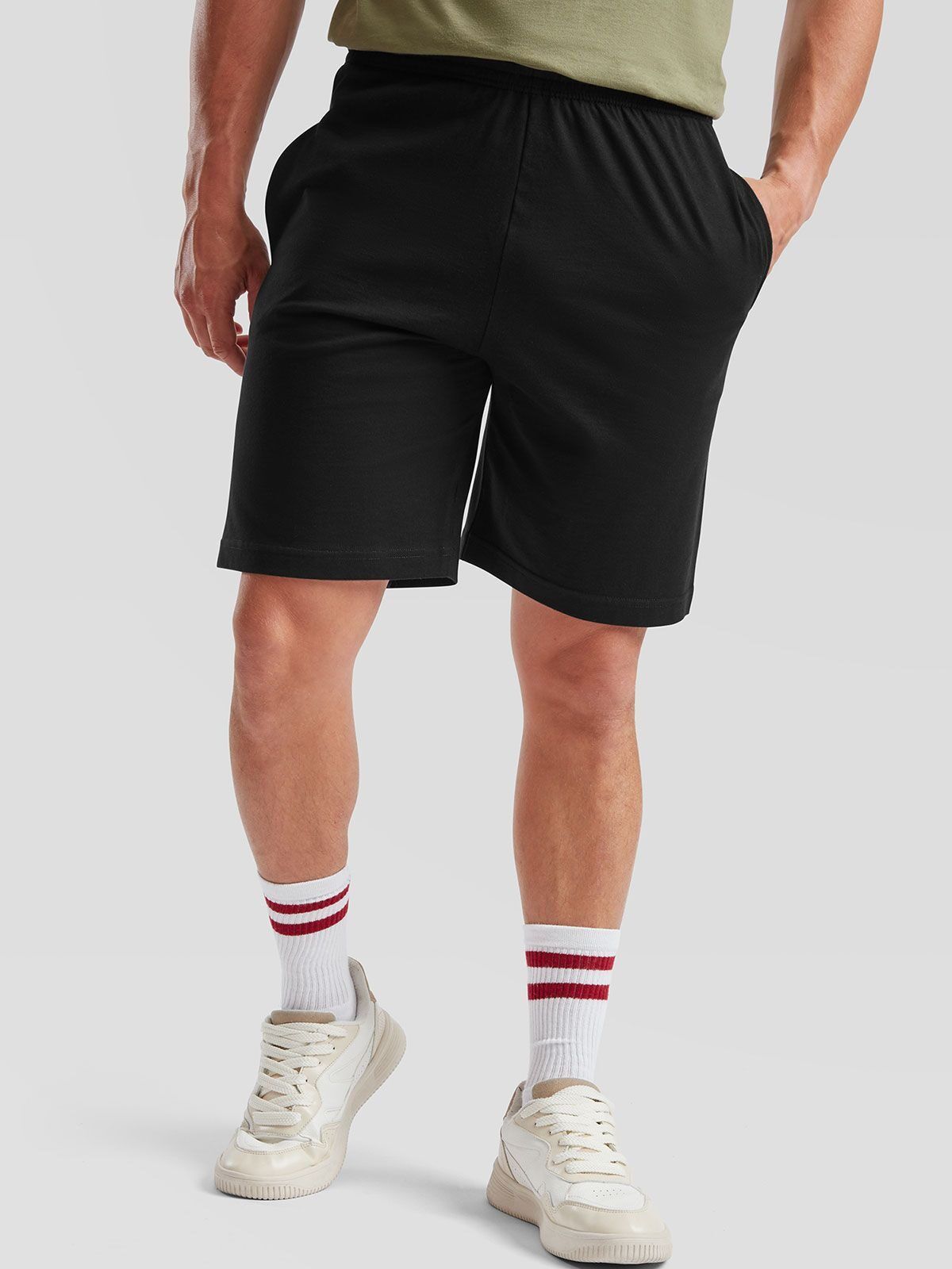 Pantalone corto in cotone single jersey con elastico e coulisse in vita - Fruit Of The Loom - FR640520