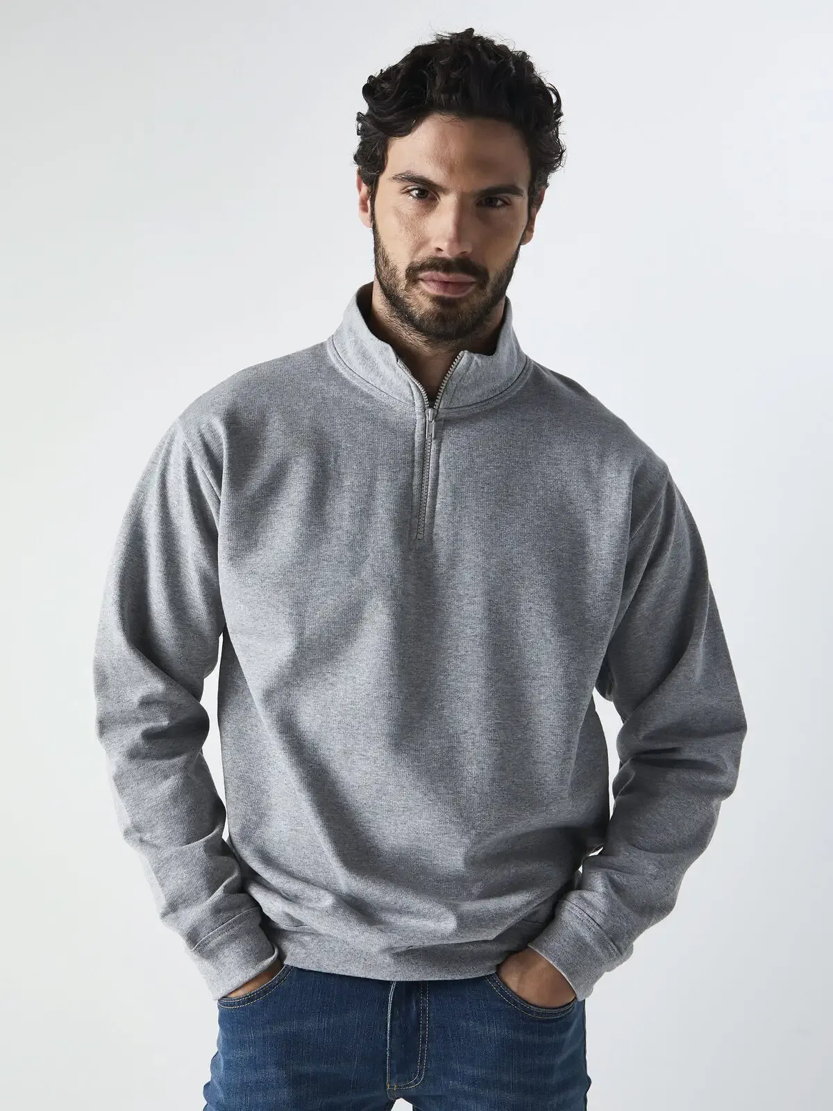 Felpa Sweat a mezza zip e manica dritta - Colore Italiano - BSZN280