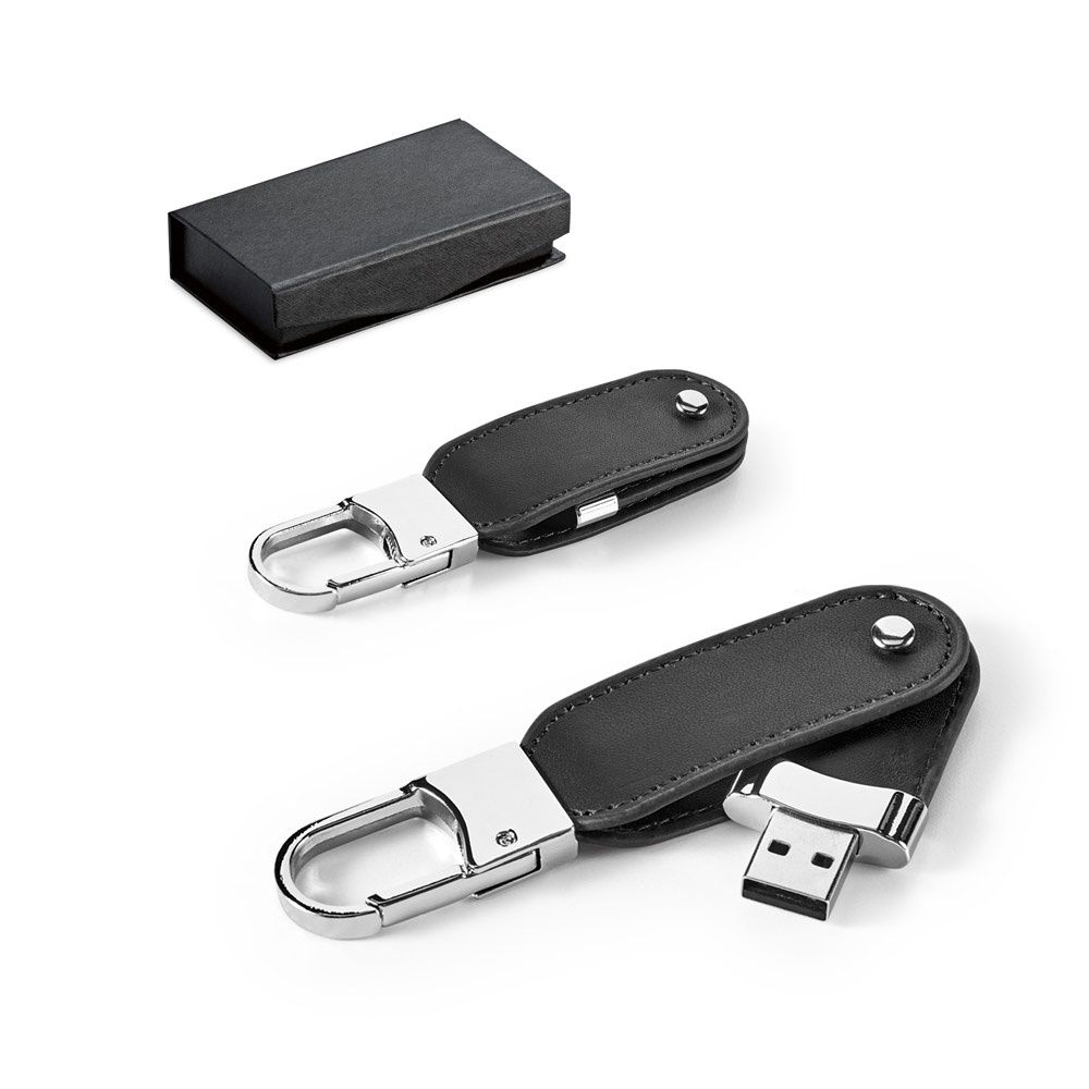 BRAGG 8GB. Memoria USB da 8 GB in PU e con clip a moschettone - 97438