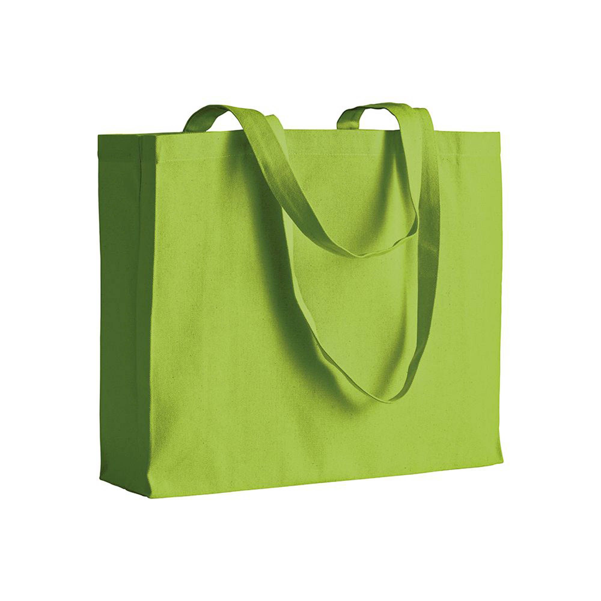 Shopper con soffietto in cotone 200 g/m2, manici lunghi - 17112