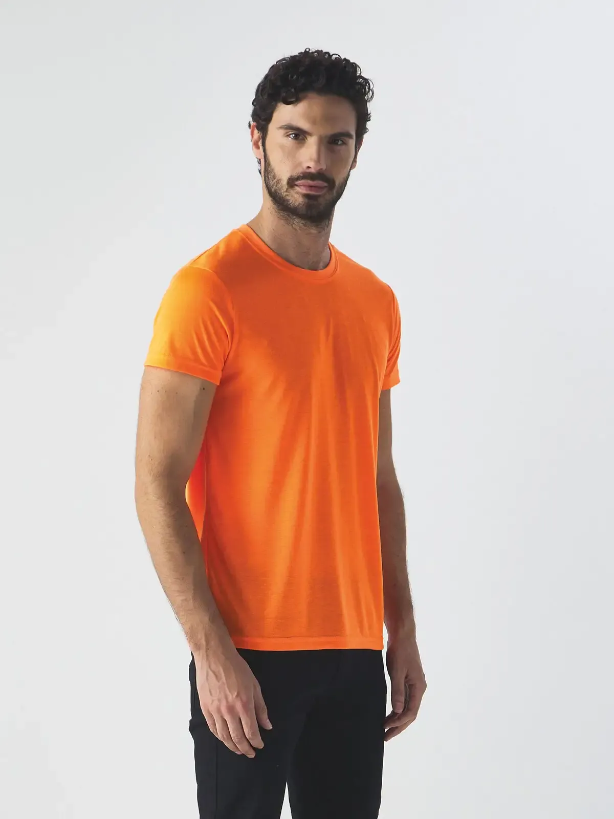 T-shirt Cotton Touch a maniche corte e collo costina in elastan - Bs - BS030