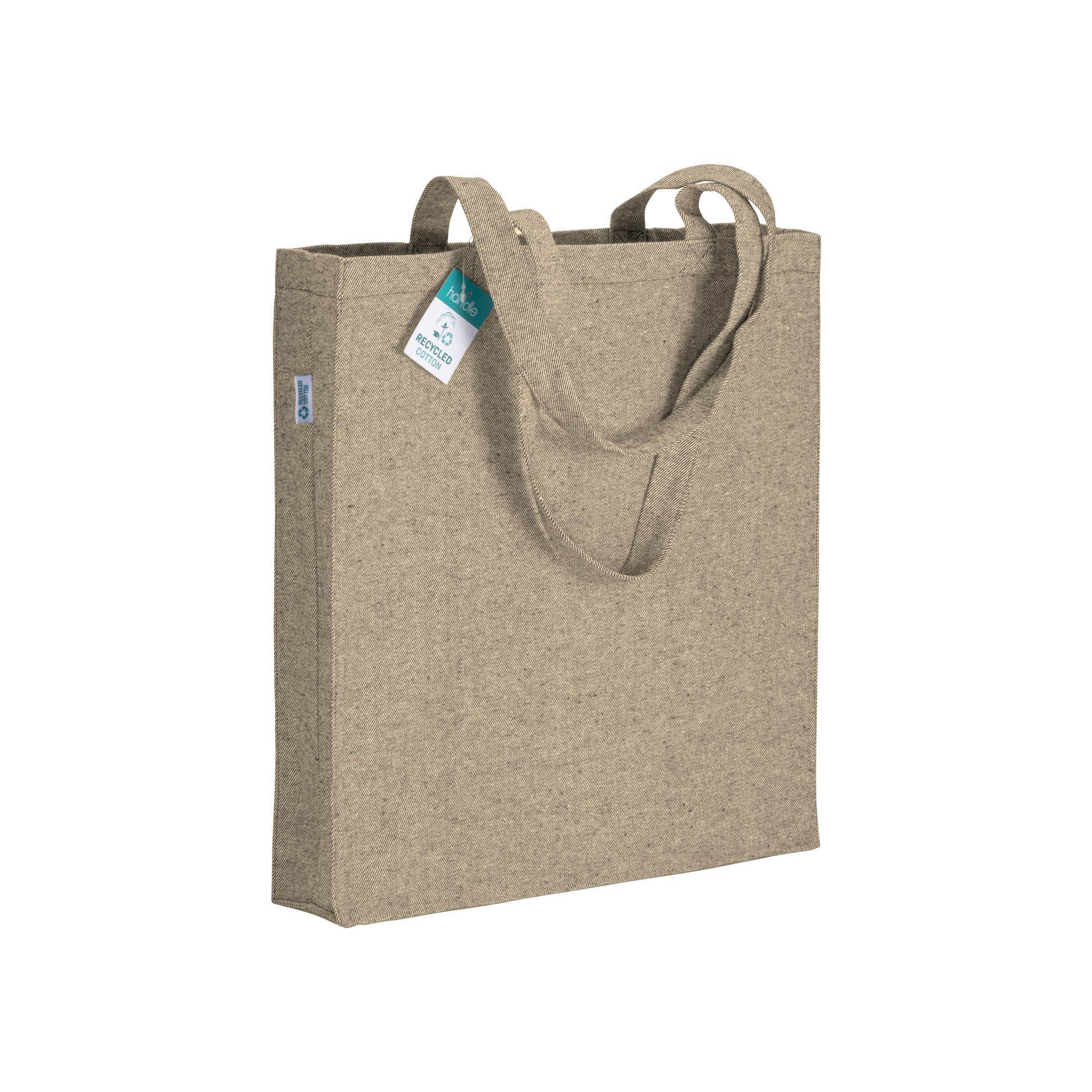 Shopper in cotone riciclato 280 g/m2, manici lunghi e soffietto - 23113