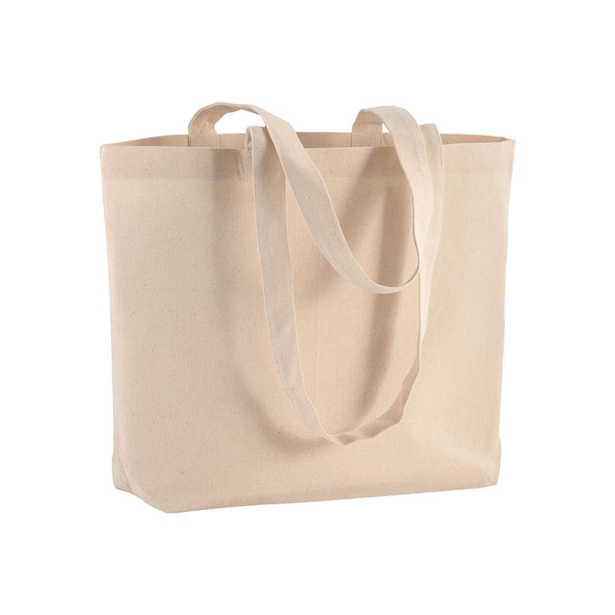 Shopper con soffietto alla base in cotone 120 g/m2, manici lunghi - 1810822