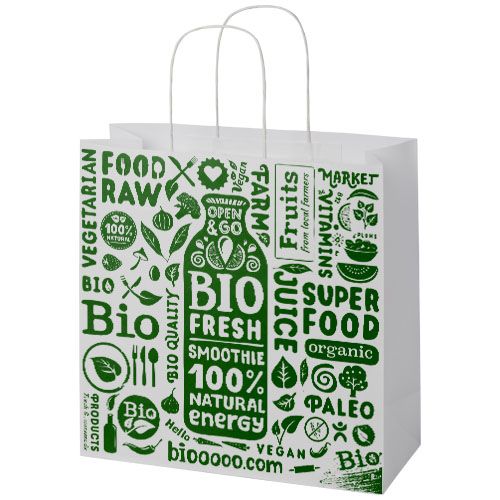 Shopper in carta kraft da 120g/m2 con manici intrecciati - 31 x 12 x 31 cm - 1ZM009