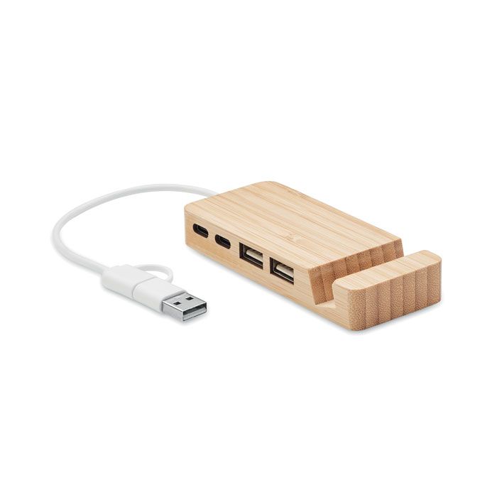 HUBSTAND. Hub USB a 4 porte in bamboo - MO2144