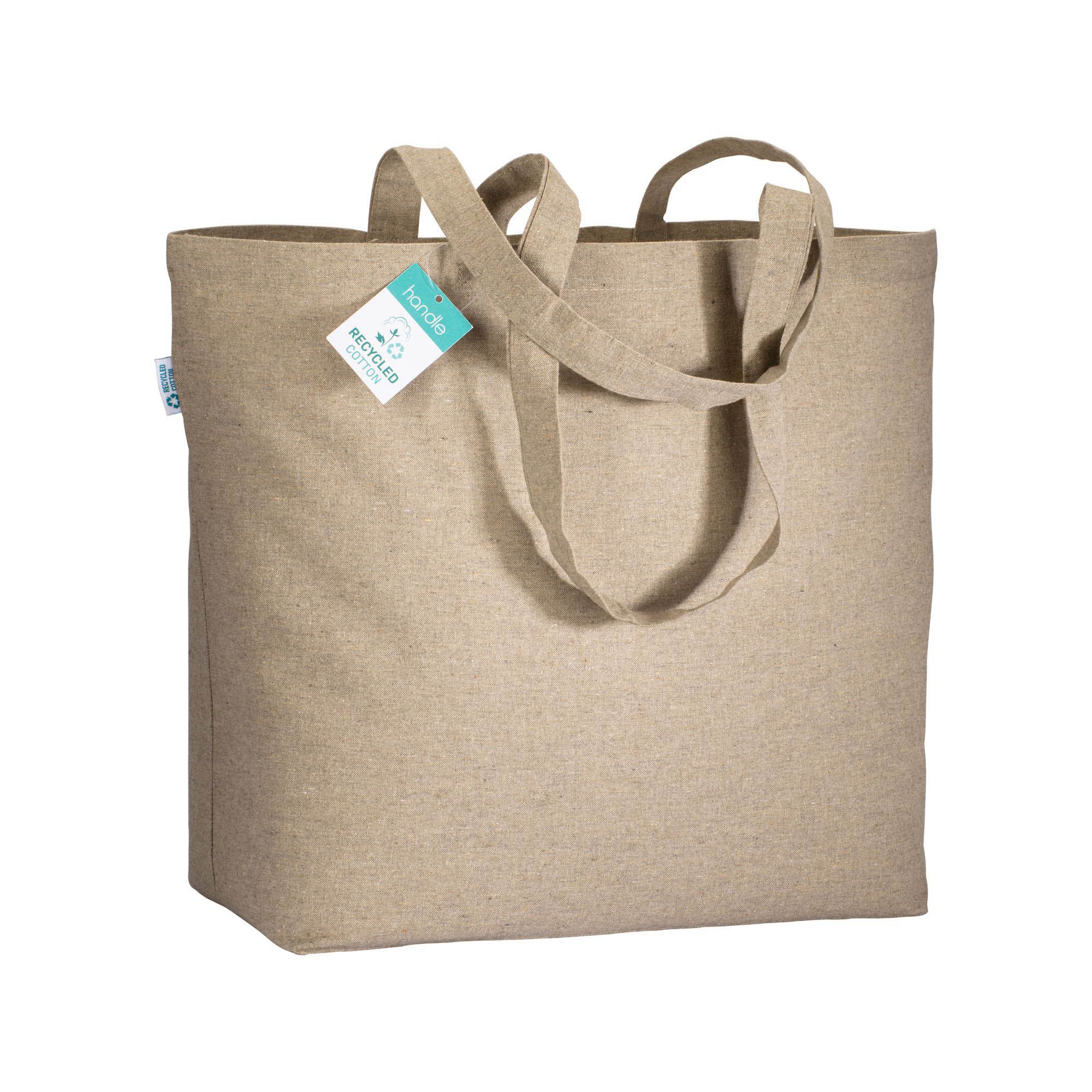 Shopper in cotone riciclato  190 g/m2 con soffietto alla base, manici lunghi - 22117