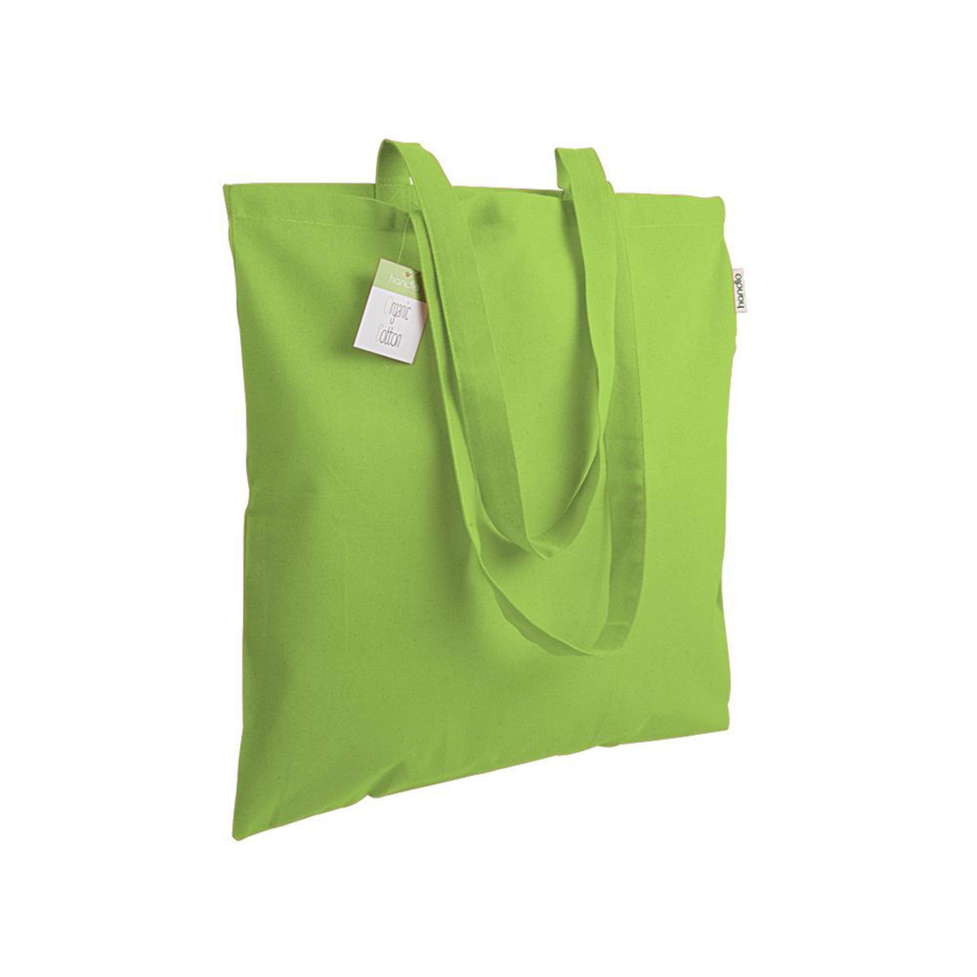 Shopper in cotone organico 140 g/m2, manici lunghi - 18145