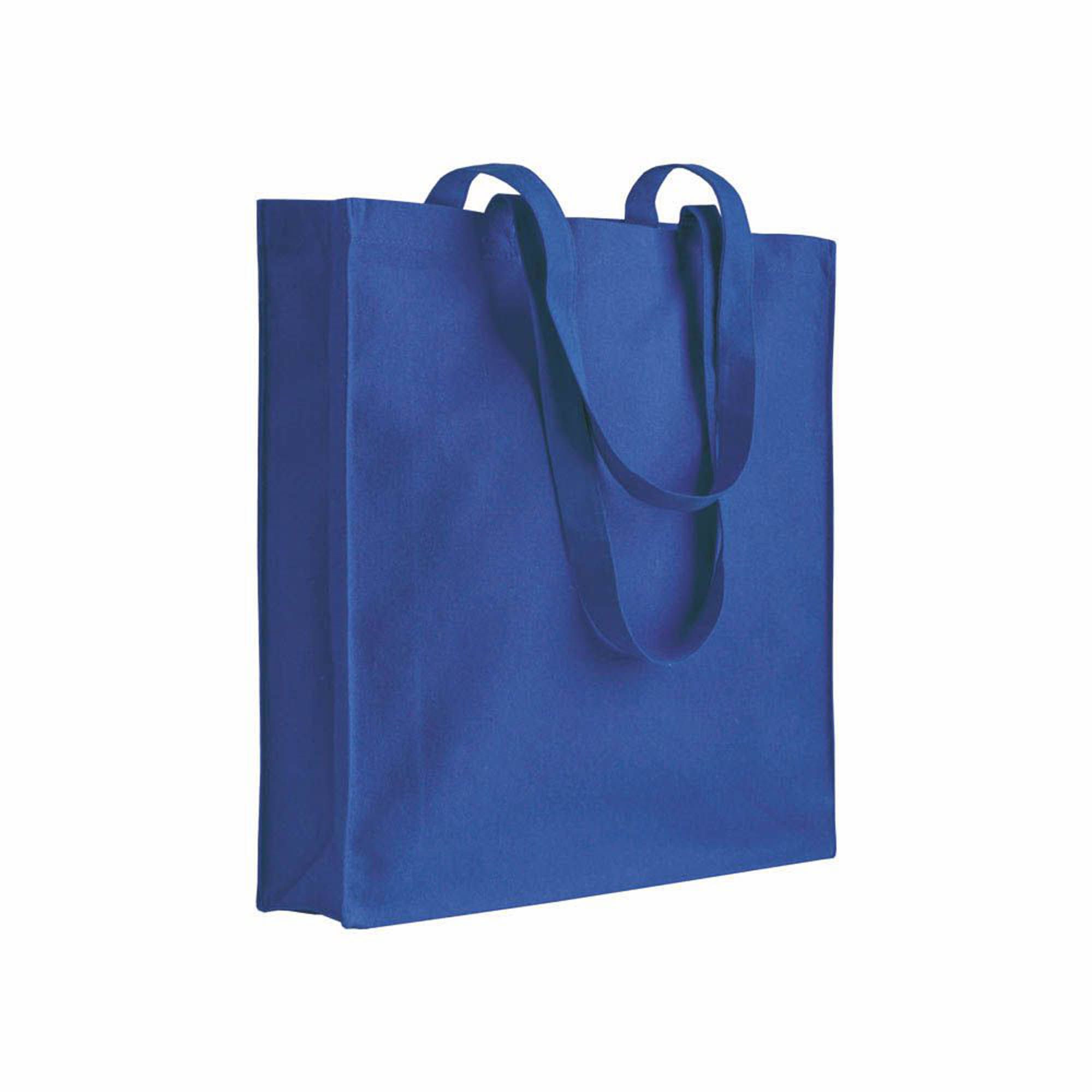Shopper in cotone 180 g/m2, manici lunghi e soffietto - 19158