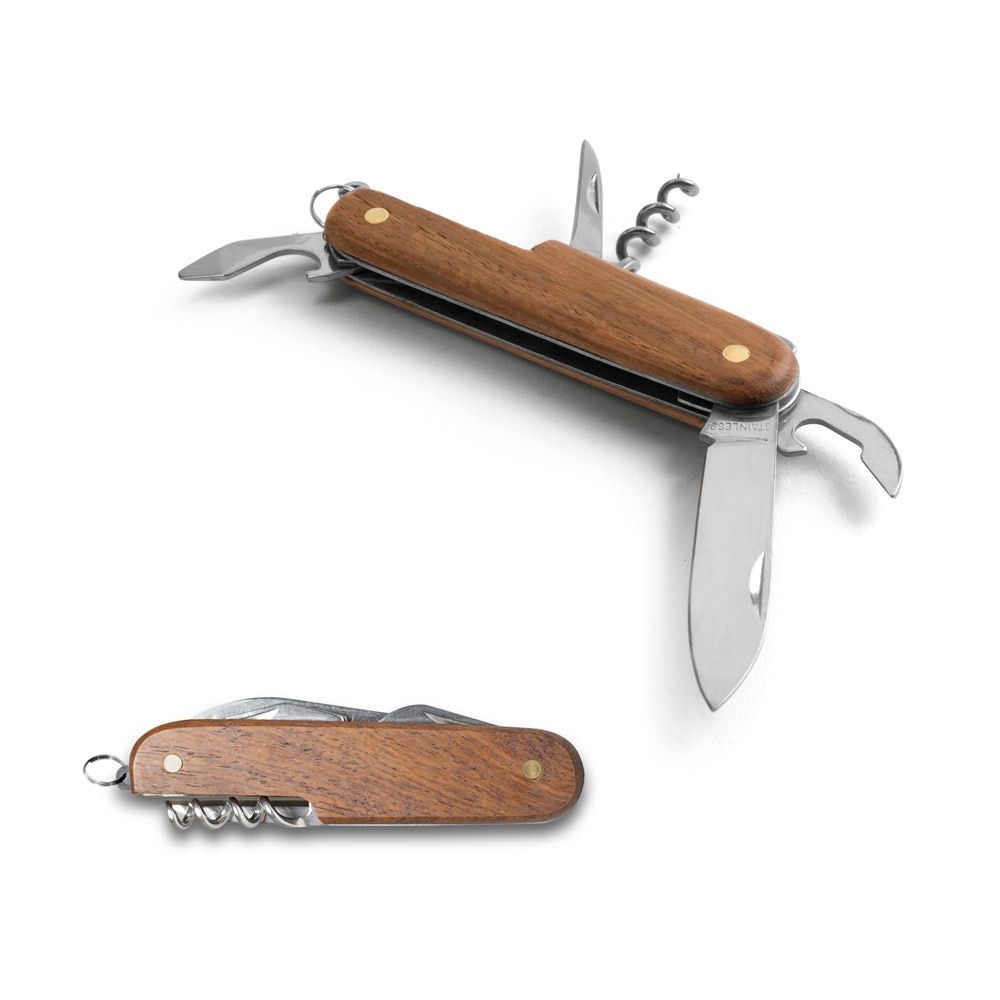 BELPIANO. Coltello tascabile multifunzione in acciaio inox e legno - 94159