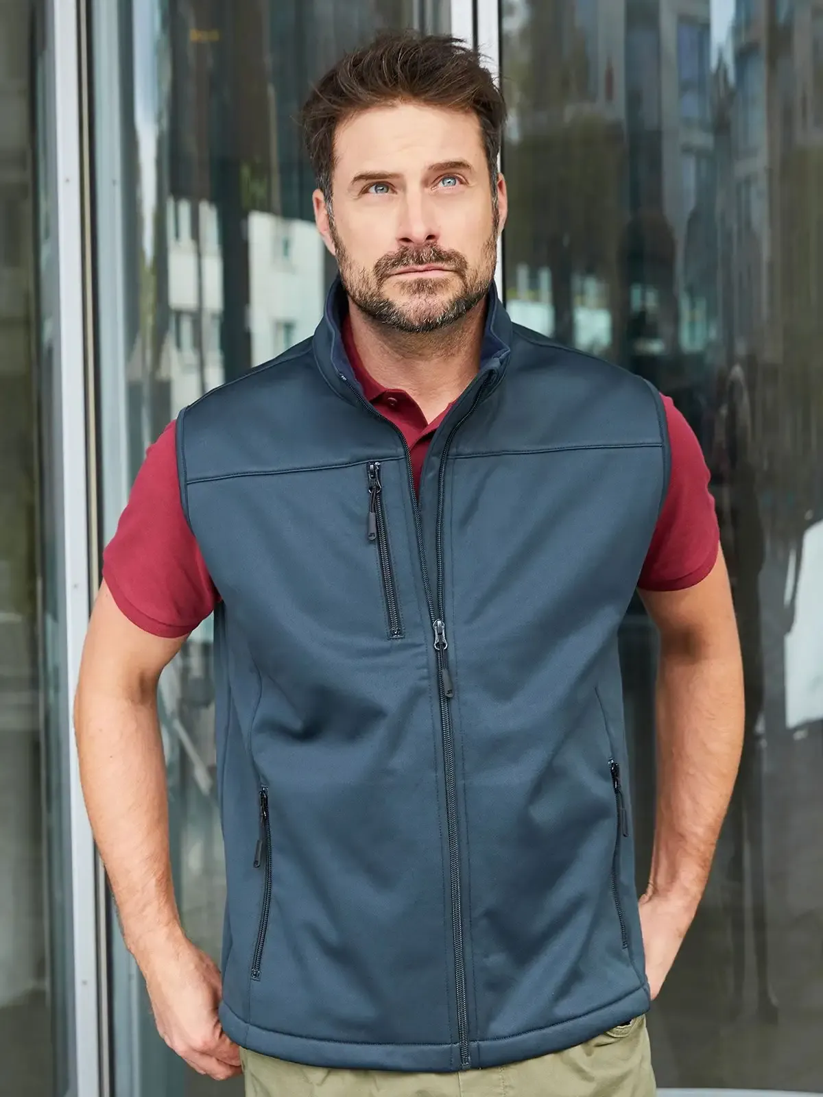 Gilet da uomo softshell sportivo a 3 strati con membrana tpu - James & Nicholson - JN1170