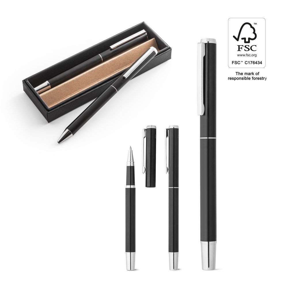 LEAH. Set penna roller e penna a sfera in alluminio (rispettivamente al 94% e al 94%) con clip - 91782
