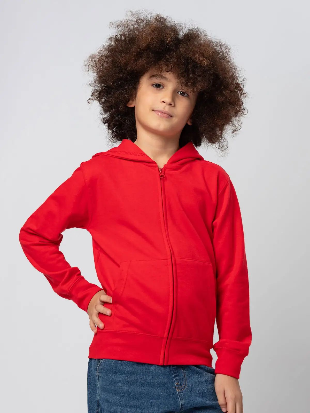 Felpa da bambino Kids in french terry con cappuccio e zip - Bs - BSK304