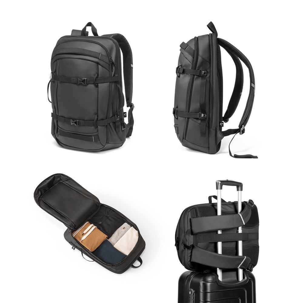 KAMPALA. Zaino porta computer in poliestere riciclato ad alta densità 900D, con il rivestimento resistente all'acqua e la fodera in poliestere riciclato 210D 17'3" - 92363