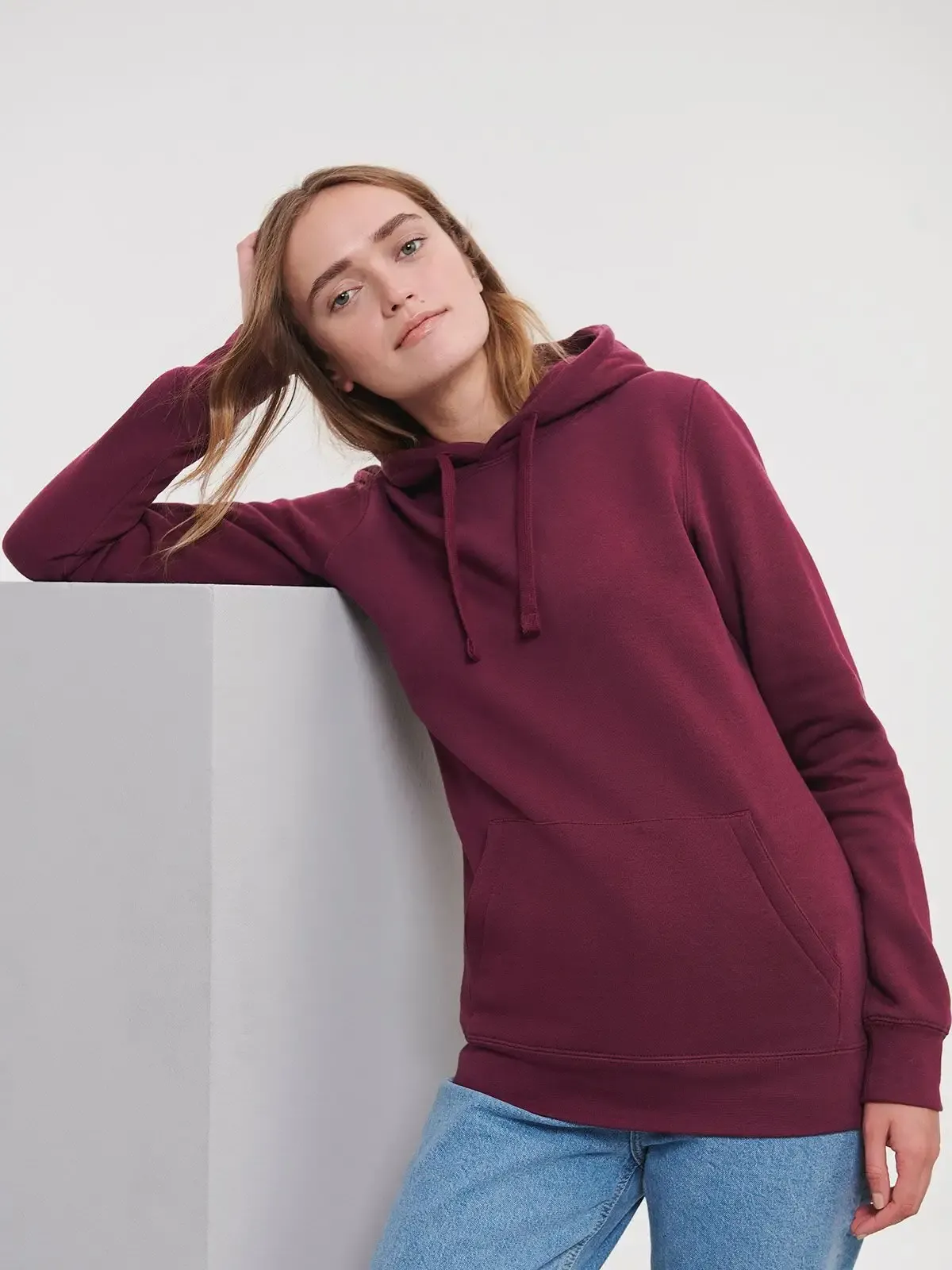 Felpa da donna con cappuccio a 3 strati e cordoncino piatto - Russell Europe - JE265F