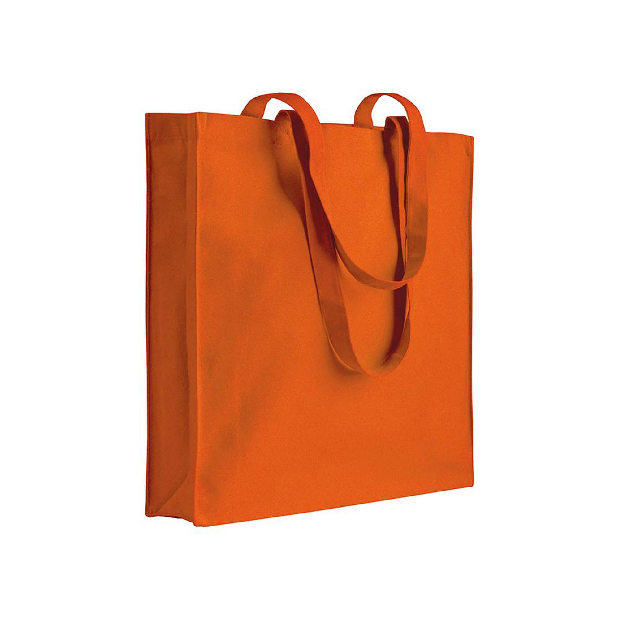 Shopper con soffietto in cotone 250 g/m2, manici lunghi e chiusura con zip - 11125