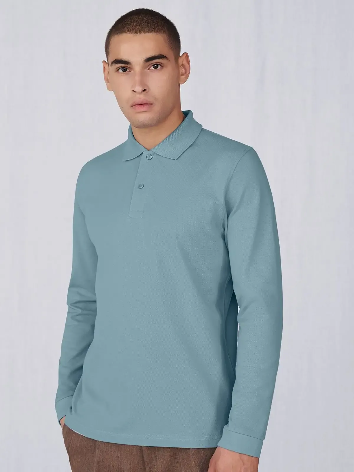 Polo a maniche lunghe con 2 bottoni tono su tono - B&C - BCPU427