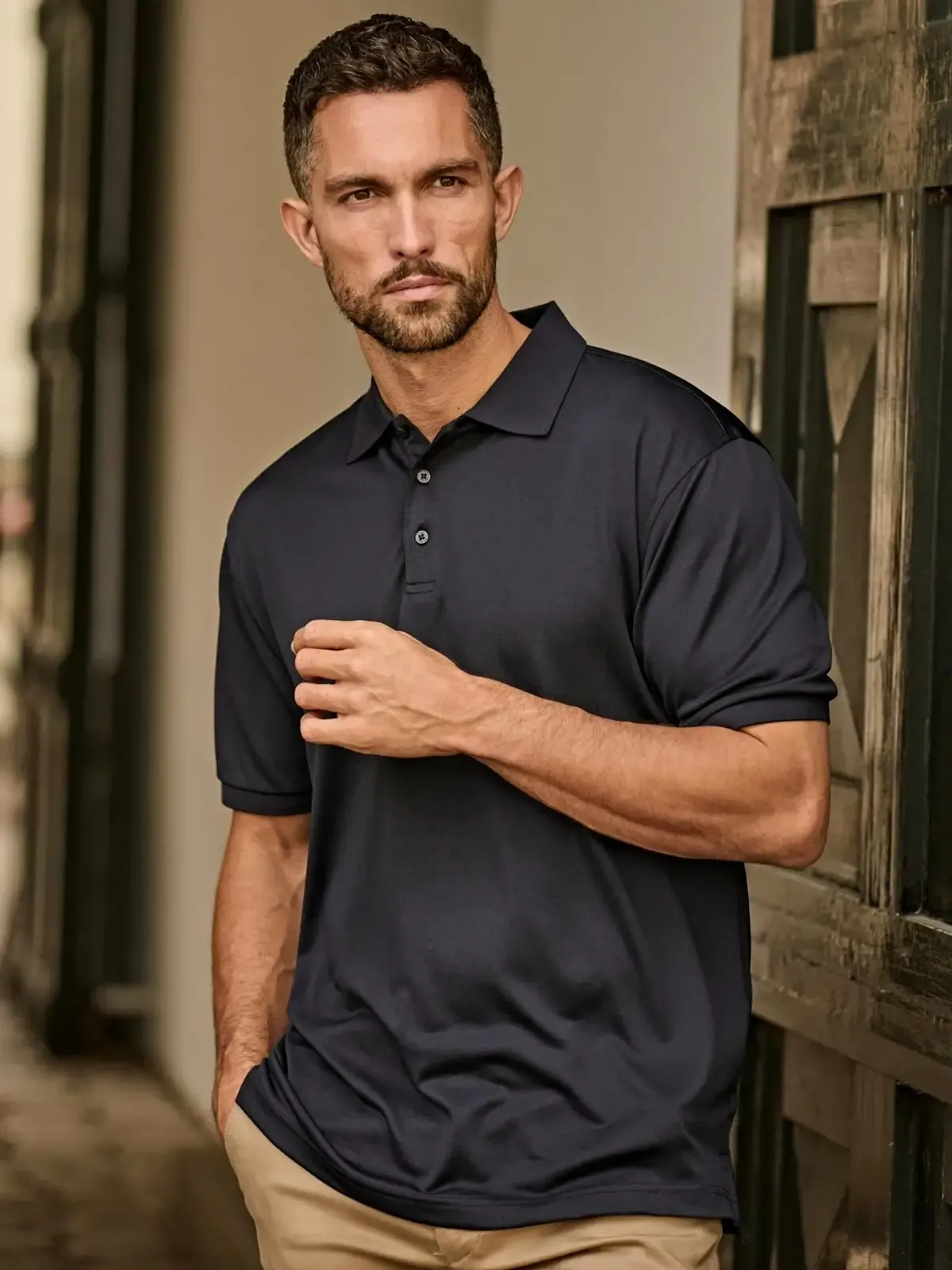 Polo da uomo dal design sportivo con 3 bottoni tono su tono - Tee Jays - TJ7000