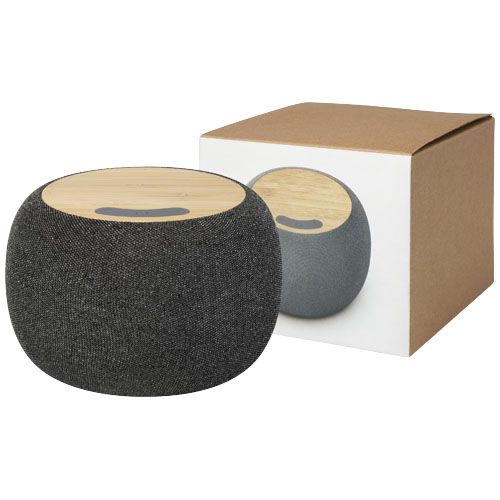 Speaker Bluetooth® con stazione di ricarica wireless in bambù/PET riciclato Ecofiber - 124318