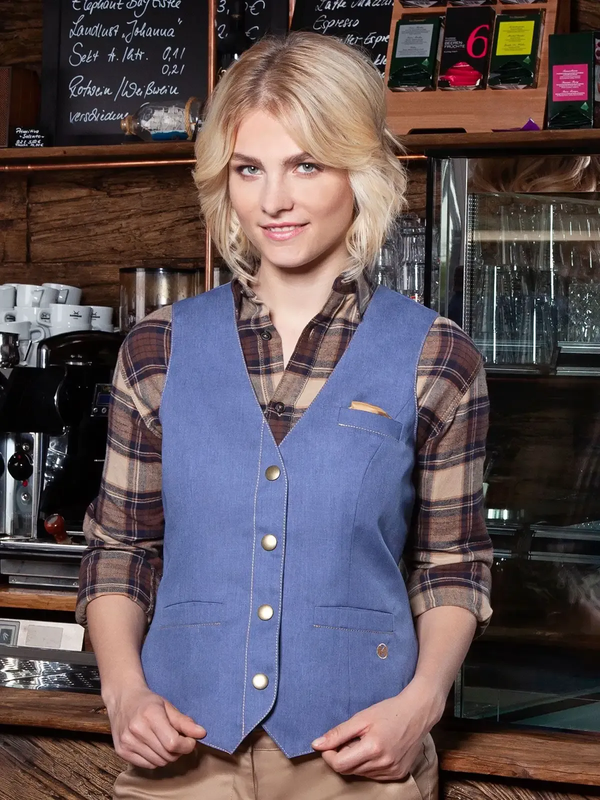 Gilet da donna in jeans stile urbano con cuciture trapuntate - Karlowsky - KWF3