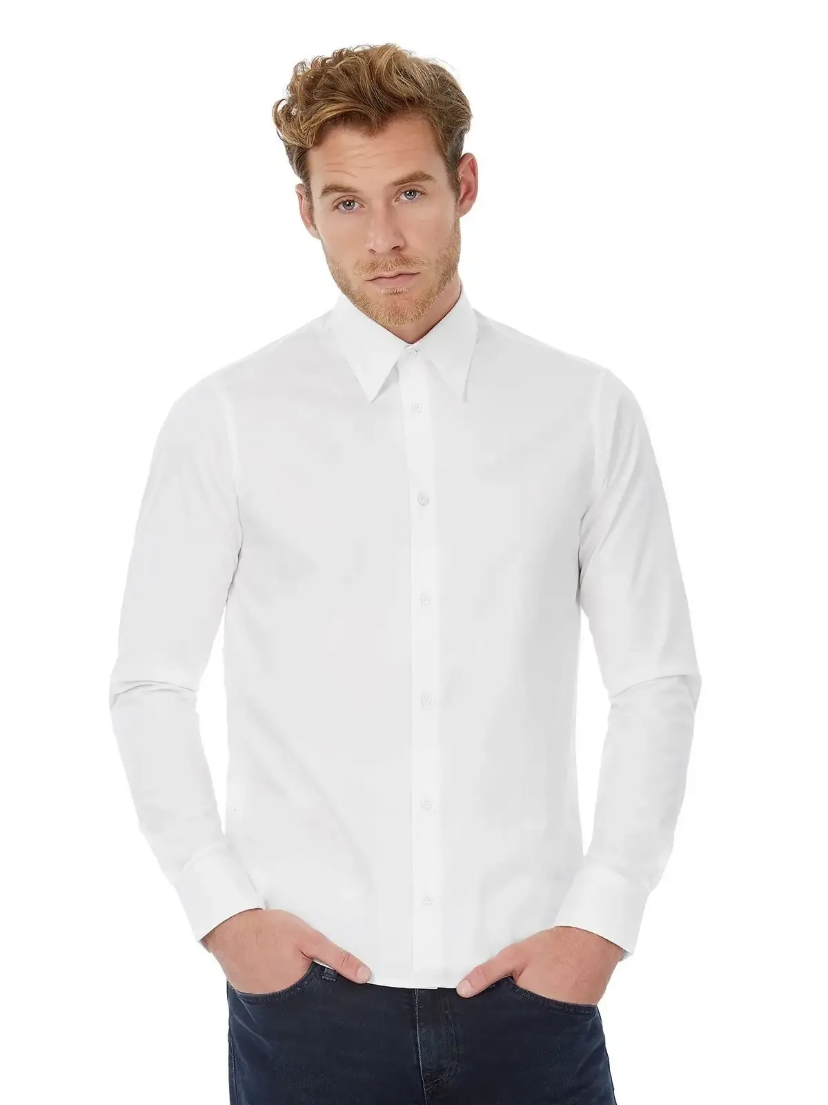 Camicia da uomo aderente con maniche lunghe - B&C - BCSM580