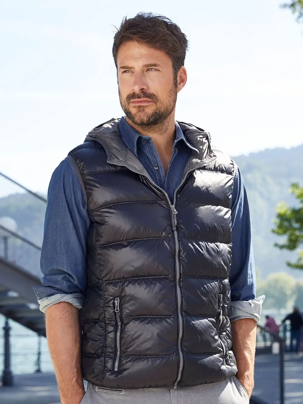 Gilet in piumino da uomo ultraleggero e reversibile con cappuccio - James & Nicholson - JN1062