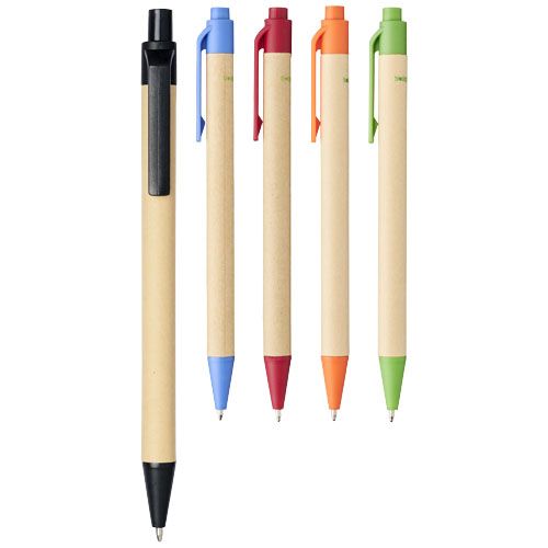 Penna a sfera Berk in cartone riciclato e plastica derivata dal mais (inchiostro nero) - 107384