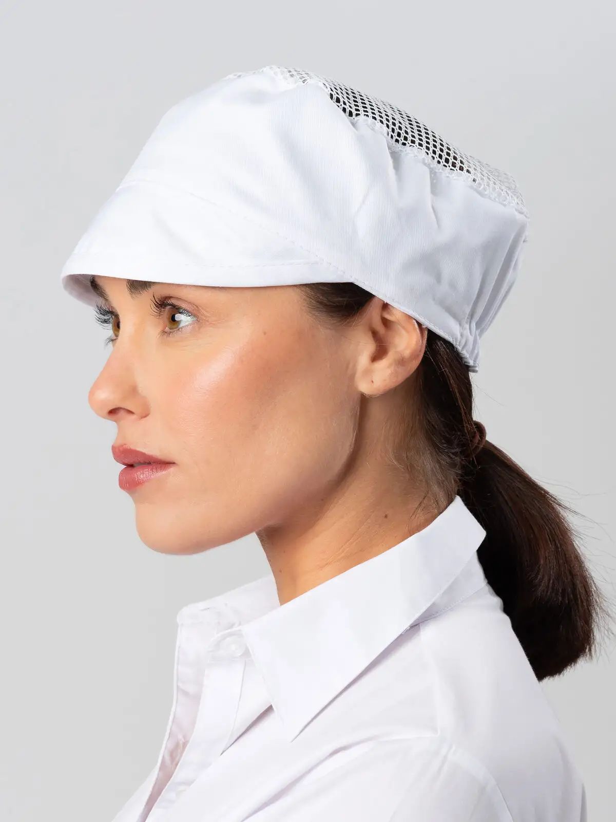 Berretto da alimentarista con visiera e rete - Colore Italiano - MI018