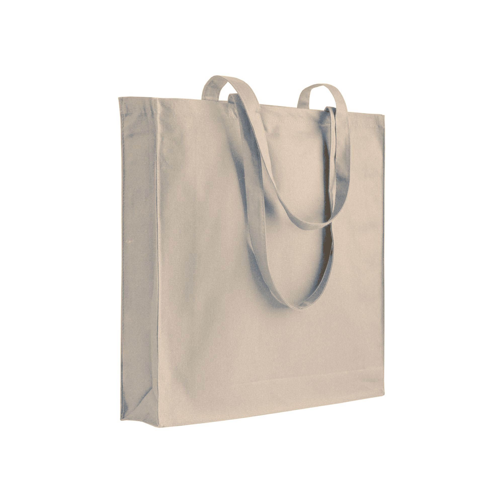 Shopper con soffietto in cotone 250 g/m2, manici lunghi e chiusura con zip - 1112522