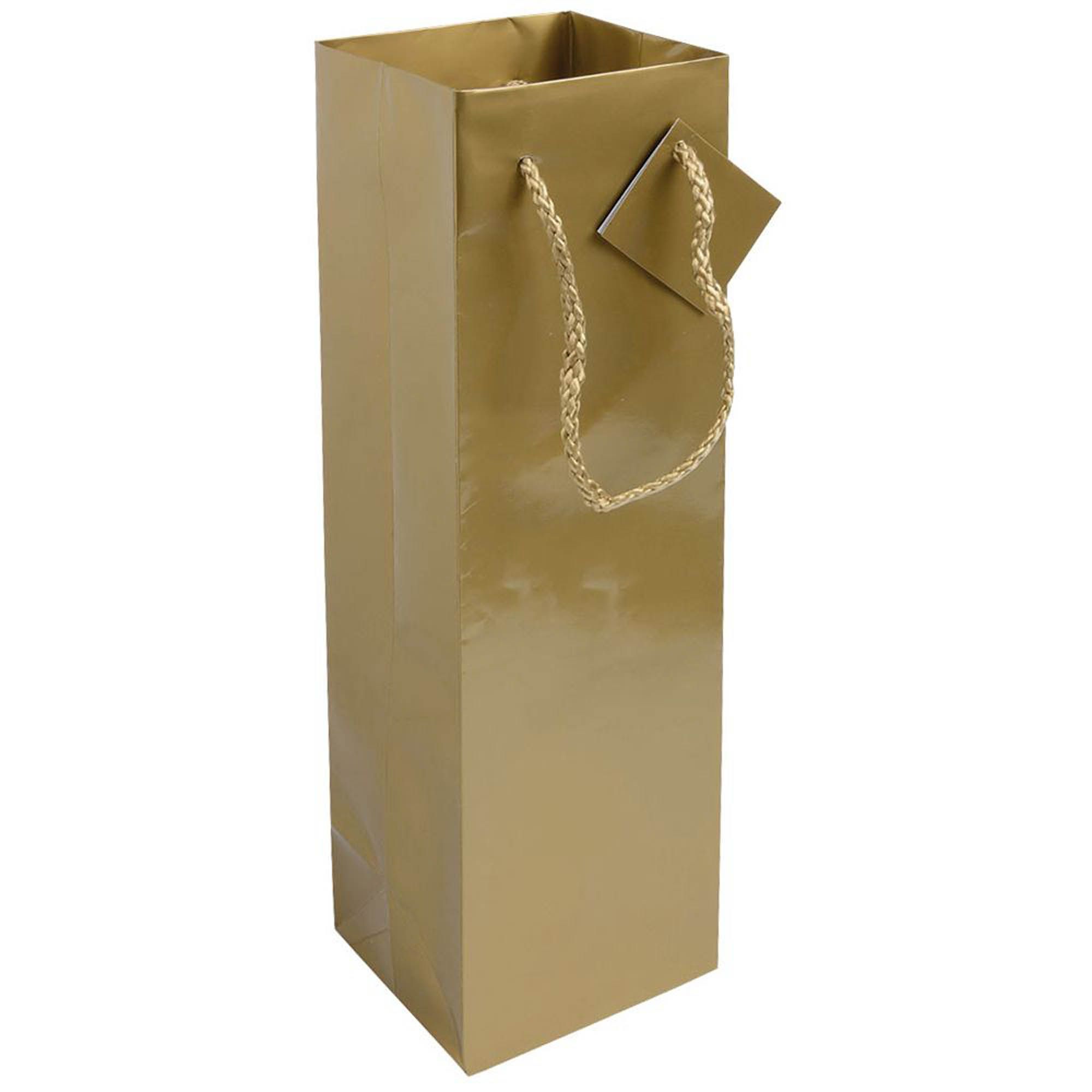 Shopper con soffietto porta bottiglia in carta laminata 157 g/m2 con rinforzo alla base - 15122