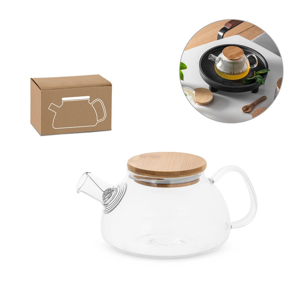 SNEAD. Teiera in vetro borosilicato con coperchio in bambù 750 mL - 94238