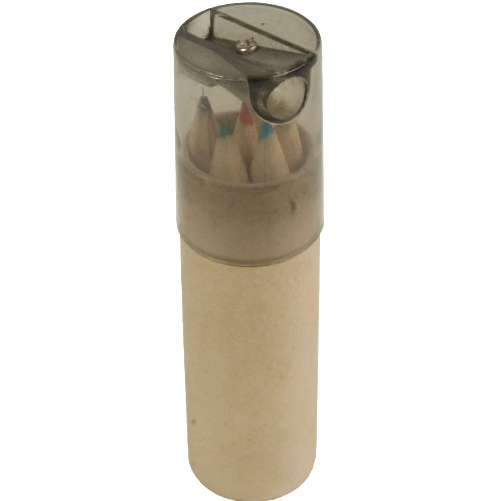 Set di 6 matite in legno colorate a sezione esagonale in confezione cilindrica di cartone - 07807