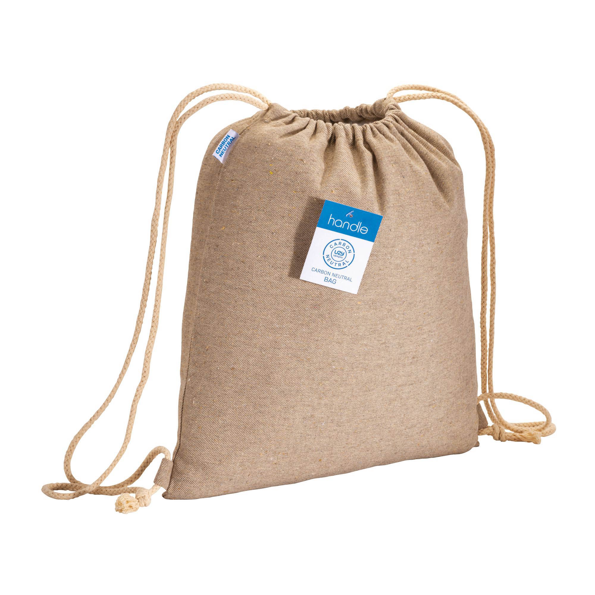 Zainetto carbon neutral in cotone riciclato effetto melange 280 gr/m2 con chiusura a stroz - 23103