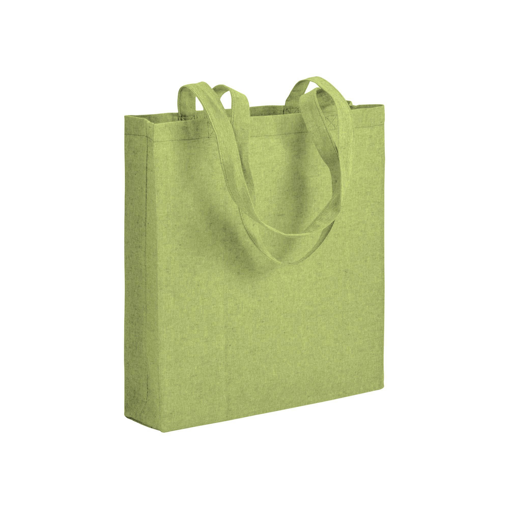 Shopper con soffietto in cotone riciclato 150 g/m2 effetto melange, manici lunghi - 17153