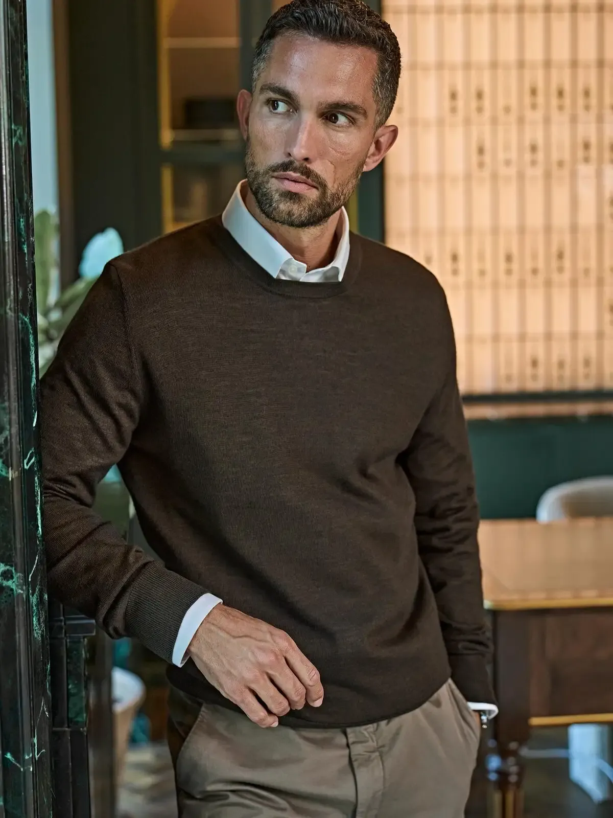 Maglione da uomo in misto lana filato italiano di qualità - Tee Jays - TJ6000