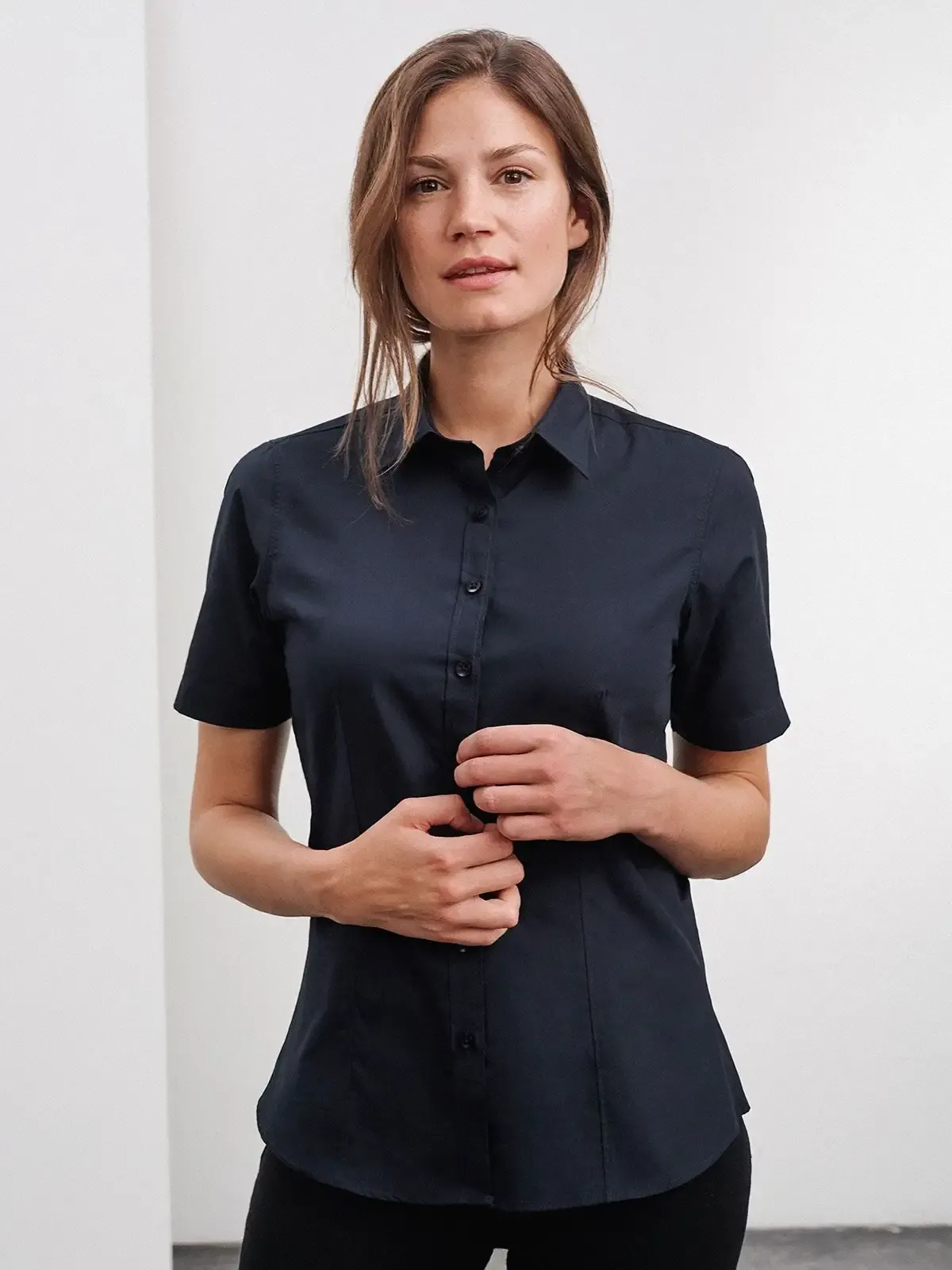 Camicia da donna in popeline a maniche corte - James & Nicholson - JN679