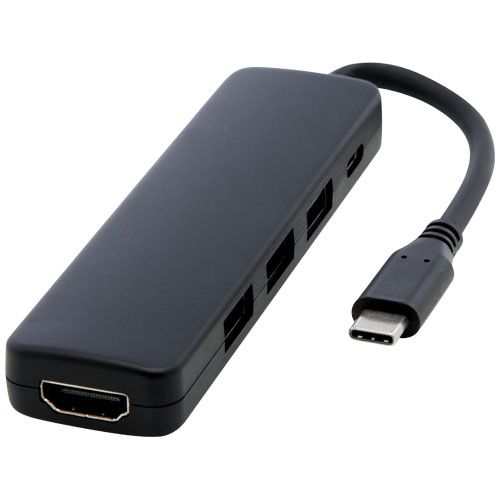 Adattatore multimediale USB 2.0-3.0 con porta HDMI in plastica riciclata certificata RCS Loop - 124368